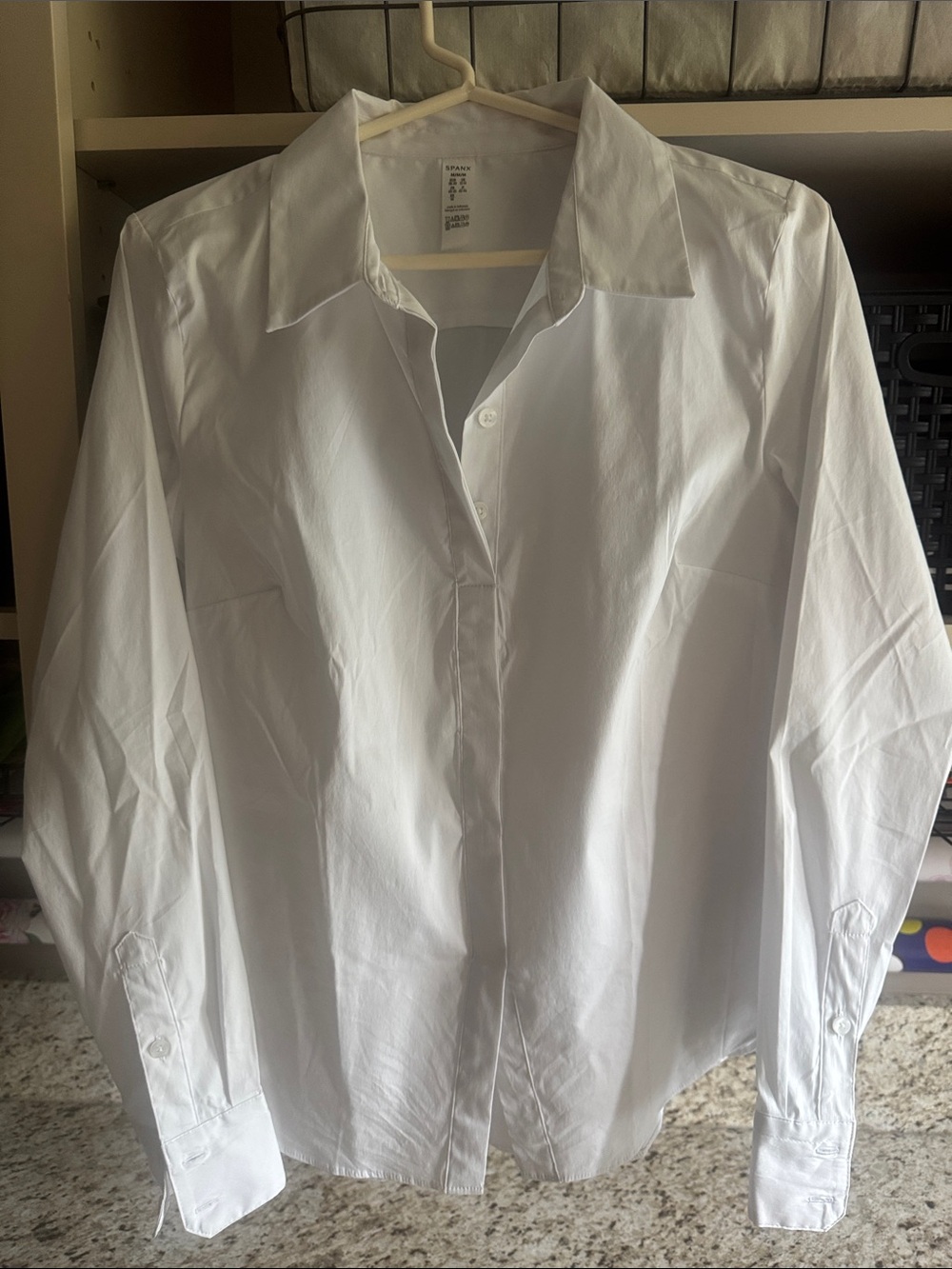 SPANX White Long-Sleeve Dress Shirt